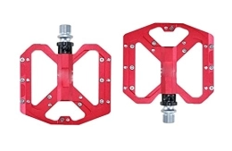 ZboLi Pièces de rechanges Pédales de vélo de Montagne Ultra légères à Pieds Plats, en Alliage d'aluminium CNC scellé, 3 roulements antidérapants, pièces de vélo (Rouge)