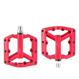 BoaInx Pièces de rechanges Pédales de vélo Flat VTT Pédales Nylon vélo Pédale BMX VTT pédales Plate-Forme 3 roulements étanches à vélo Pédales for vélo Convient aux vélos de Route et de Rue (Color : Red)