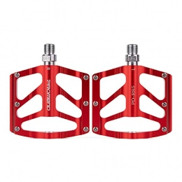 SMAA Pièces de rechanges SMAA VTT pédales, 3 roulements Universel léger en Alliage d'aluminium Plate-Forme Pédale colorée Pédale vélo Plat pour VTT, BMX / VTT Cycle Voyage, Rouge