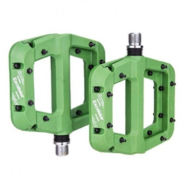 Nicetruc Pièces de rechanges VTT Pédales fibre de nylon Roulement léger Mountain Road Plate-forme vélo pédales vélo plat pédales antiglisse Pédale vélo BMX VTT Plate-forme pour vélo vert 1 paire