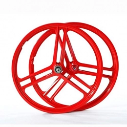 Mountain Bike Roues VTT 20" Mountain vélo Pliant de magnésium en Alliage de Titane Jeu de Roues 3 Lame intégré Roue de vélo Modification (Roue Avant + Roue arrière) Frein à Disque (Color : Red)