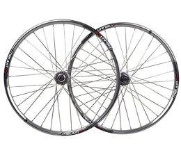 LHHL Pièces de rechanges 26" Montagne De Vélo De Roues VTT Jante Frein Frein À Disque À Dégagement Rapide 32H Rayons Plats en Acier Inoxydable 7-10 Vitess (Color : Silver, Size : 26")