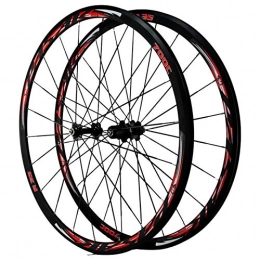 SJHFG Pièces de rechanges 700C Roues de Roue, Jante VTT À Double Paroi Barre Plate Frein C / Frein V Ensemble Roues Vélo 7 / 8 / 9 / 10 / 11 / 12 Vitesse (Color : Red, Size : 700C)