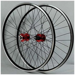 AINUO Mat Roues VTT AINUO Lot de 2 roues de vélo VTT 26 pouces Jante en alliage à roulement scellé Disque de frein sur jante QR 7-11 vitesses 32H (couleur : moyeu rouge)