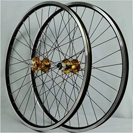 Amdieu Pièces de rechanges Amdieu Wheelset Roues de vélo de Montagne 26 / 27, 5 / 29", Disque en Alliage en Aluminium Double Mur QR Cyclisme Rim Front 2 arrière 4 Palin 7 8 9 10 11 Speed Road Wheel (Color : Gold, Size : 27.5inch)