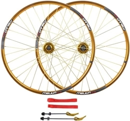 Amdieu Roues VTT Amdieu Wheelset Roues de vélo de Montagne 26 '', Roues en Alliage en Aluminium 32 Trous à Double Mur de Frein à Disque Road Wheel (Color : Yellow, Size : 26inch)