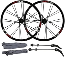 Amdieu Pièces de rechanges Amdieu Wheelset Roues à vélo de 26 Pouces, Rayons Plats en Alliage en Aluminium 24 Trous de Frein à Disque Rapide Roues de vélo de Montagne 7 / 8 / 9 / 10 Road Wheel (Color : Black, Size : 26inch)