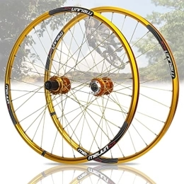 Asiacreate Pièces de rechanges Asiacreate Roues 26 Pouces Roue De Vélo De Montagne Alliage D'aluminium Moyeux Libération Rapide Frein À Disque Jantes Cassette 7 8 9 10 Vitesses (Color : Gold)