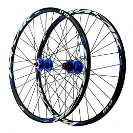 SJHFG Pièces de rechanges Ensemble Roues Vélo, Jante VTT Double Paroi 32 Trous Libération Rapide Frein À Disque 8 / 9 / 10 / 11 / 12 Vitesses Premiers 2 Arrière 5 Roulements (Color : Blue hub, Size : 26inch)