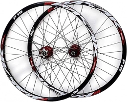 HXJZJ Pièces de rechanges HXJZJ Paire de Roues de Vélo 26 / 27.5 / 29 VTT Roue Arrière Roue Avant Double Paroi en Aluminium Jante Frein à Disque Moyeu de Cassette 7 / 8 / 9 / 10 / 11 Vitesse 32 Trous Libération Rapide, RedHubredlogo-26in