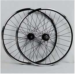 HXJZJ Pièces de rechanges HXJZJ Paire de Roues de Vélo VTT pour Roue de 26 Pouces Double Couche en Alliage Léger Jante de Roulement Scellé Disque / Frein de Jante QR 7-11 Vitesses 32H, Black