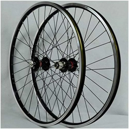 HYLK Roues VTT HYLK Roue de vélo de VTT d'extérieur 26pouces Jantes en Alliage à doubleparoi Disque / Vbrakepaire de Roues de vélo QR Moyeux de roulement scellés 6 cliquets 7-11 Vitesse Cassette Roue 24H (Noir)