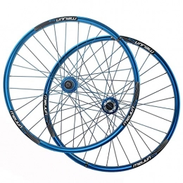 HYLK Roues VTT HYLK Roues de vélo de 26pouces, Roues de vélo Avant + arrière Frein à Disque à dégagement Rapide Roues de VTT à doubleparoi 32H Jante de vélopour Cassette 7 8 9 10 Vitesses (Bleu)