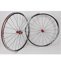 L.BAN Roues VTT L.BAN Roue Mountain Bike 25mm Racing Road Bike Wheelset 700C, Double Wall Quick Release Alloy Hybrid V / C-Brake Compatible 7 8 9 10 11 Speed, Red