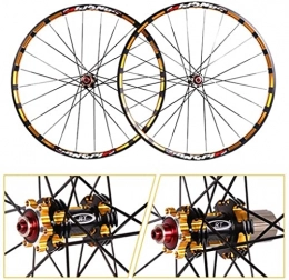 L&WB Roues VTT L&WB MTB Bicycle Wheelset 26" / 27, 5" Mountain VTT Roues TRILATEAL MILLING Double Mauvaise MÉTALLE MÉTAILLE DE Meilleur DE Meilleur Carbone QR 7-11SPEED, d'or