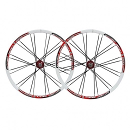 LDDLDG Roues VTT LDDLDG VTT VTT VTT MTB Wheelset De 26 Pouces Alliage Disc Scellé Roue De Vélo 7-10 Vitesse Cassette 24h Rim(Color:Blanc+Rouge)