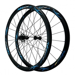 LICHUXIN Pièces de rechanges LICHUXIN Roue De Vélo 700C (Avant + Arrière) Double Paroi en Alliage Jante VTT À Dégagement Rapide C / V-Frein Paire De Roues De Route 7 8 9 10 11 12 Vitesses (Color : Blue, Size : 700C)