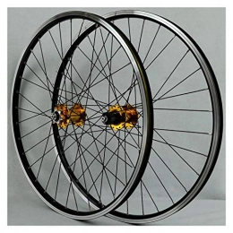 LICHUXIN Roues VTT LICHUXIN VTT Paire De Roues 26 Pouces, Paroi Double Alliage D'aluminium Libération Rapide Disque / V Frein Cyclisme Vélo Roues 32 Trous 7-11 Vitesse Cassette (Color : Yellow hub)