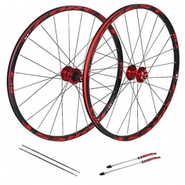 LJP Pièces de rechanges LJP 27, 5 Pouces Vélo Wheelset Tout Aluminium Hub VTT Frein À Disque Roue Dégagement Rapide Barrel Arbre 7, 8, 9, 10 Speed (Color : Red, Size : 26inch)