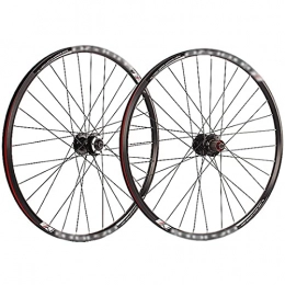 LYRONG Roues VTT LYRONG Set de Roues, 26 Pouces Roue de Vélo Carbone VTT Roues, Clincher Tubeless Jante en Alliage À Double Paroi, Disque, Compatible 7-11 Vitesses, Black