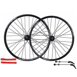 LYRONG Roues VTT LYRONG Set de Roues, 26 Pouces Roue de Vélo Carbone VTT Roues, Clincher Tubeless Jante en Alliage À Double Paroi, Disque, Libération Rapide Compatible 7-9 Vitesses, Black