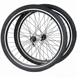 LYRONG Roues VTT LYRONG Set de Roues, 26 Pouces Roue de Vélo Carbone VTT Roues, Jante en Alliage À Double Paroi, Frein en V, Montagne De Vélo De Roues, Black