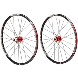 LYRONG Pièces de rechanges LYRONG Set de Roues, 26 Pouces VTT Roues, Clincher Tubeless Jante en Alliage À Double Paroi, Libération Rapide Compatible 8-11 Vitesses, Red_26 inches