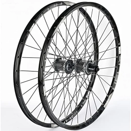 LYRONG Roues VTT LYRONG Set de Roues, Roue de Vélo Carbone VTT Roues, Clincher Tubeless Jante en Alliage À Double Paroi, Disque, Libération Rapide Compatible 7-10 Vitesses, Titanium_27 inches