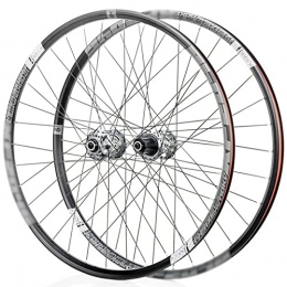 LYRONG Roues VTT LYRONG Set de Roues, Roue de Vélo Carbone VTT Roues, Clincher Tubeless Jante en Alliage À Double Paroi, Disque, Libération Rapide Compatible 7-11 Vitesses, Gray_26 inches