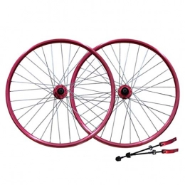 M-YN Roues VTT M-YN Paire Roues vélo, VTT 26 Pouces Jeu de Roues vélo Rapide en Alliage d'aluminium Hub de Presse Double Rim Frein à Disque (Color : Red)