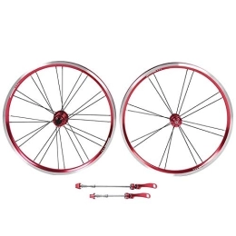 MAGT Pièces de rechanges MAGT Roue de vélo, 1 Paire 20 Pouces en Alliage d'aluminium Ultra-léger Avant 2 arrière 4 roulements V Frein Pliant Ensemble de Roues de vélo pour vélo de Montagne(Rouge)