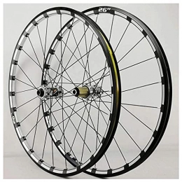 MJCDNB Pièces de rechanges MJCDNB VTT Ensemble De Roues De Vélo Paire De Roues De Vélo Avant Arrière Roue De Vélo CNC Jantes Roue De Frein À Disque Conduite Moyeu De Roulement Scellé 24 Trous 7-11 Vitesse Cassette, Jaune, 26 Po