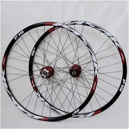 Usknxiu Pièces de rechanges Montagne De Vélo De Roues, Roue De Bicyclette 29 / 26 / 27, 5 Pouces (Avant + Arrière) Jante De VTT À Double Paroi En Alliage D'aluminium Libération Rapide Frein À Disque 32H 7-11 Vitesses, Rouge, 27.5in