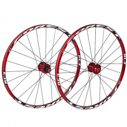 Mountain Bike Pièces de rechanges Mountain Bike VTT Jeu de Roues 120 Sons Ultraléger 5 Roulement 26 « / 27.5 » Frein vélo Disque Quick Release Hub Rouge + Red Rim + Noir + Blanc Motif Spokes (Roue Avant + Roue arrière) (Size : 27.5")