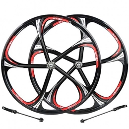 Queena Pièces de rechanges Mountain Bike Wheel Set Cinq lames intégré Roues Set 26 pouces Frein à disque à dégagement rapide Roue de bicyclette en alliage de magnésium roue intégré (roue avant + roue arrière) ( Color : Black )