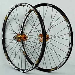 Yuanfang Roues VTT NUE Mountain Bike Wheelset 26 / 27, 5 / 29 pouces jante en alliage d'aluminium de frein à disque Quick Release cassette Freewheel NOVATEC Hub Gold + or Lable (avant + roue arrière) CN ( Size : 27.5" )