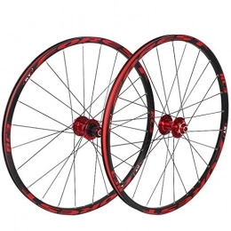 Xiami Pièces de rechanges NUE VTT Jeu de roues 120 sons Ultraléger 5 Roulement 26 « / 27.5 » rouge de déblocage du frein de bicyclette disque rapide Hub + Noir + Rim Noir + Spokes Motif rouge (roue avant + roue arrière) CH