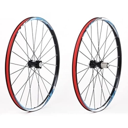 SHBH Pièces de rechanges Paire de roues de frein à disque de vélo de montagne 26 / 27, 5" Jante de vélo VTT Roues à dégagement rapide Moyeu 24H à rayons plats pour volant d'inertie à cassette 7 / 8 / 9 / 10 / 11 vitesses 1900 g (Couleu