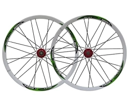 SHBH Pièces de rechanges Paire de Roues de Frein à Disque de vélo de Montagne 26" Roues de vélo à dégagement Rapide Jante VTT Rayons Plats Moyeu QR 24H pour Cassette 7 / 8 / 9 / 10 Vitesses 2330g (Color : Green, Size : 26in)