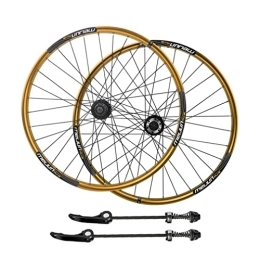 SHBH Pièces de rechanges Paire de Roues de vélo de Montagne 20" Jante de Frein à Disque 406 BMX VTT Roues à dégagement Rapide Moyeu 32H pour Cassette 7 / 8 / 9 / 10 Vitesses 1710g (Color : Gold, Size : 406)