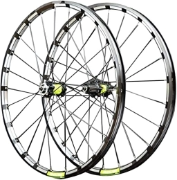 SHBH Pièces de rechanges Paire de roues de vélo de montagne 26" 27, 5" 29" Jante de vélo VTT Roues de frein à disque à dégagement rapide Moyeu de cassette 24 trous pour 7 / 8 / 9 / 10 / 11 / 12 Vitesse 1750 g (Couleur : Vert, Taille :