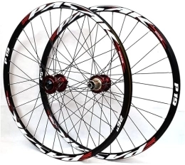 NaHaia Roues VTT Paire de Roues de vélo de Montagne 26 / 27, 5 / 29 Pouces, Jante en Alliage d'aluminium 32H Frein à Disque VTT Roues QR Avant arrière Roues Cassette 7-11 Vitesses (Couleur : Rouge, Taille : 26 Pouces)