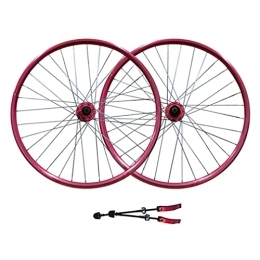 SHBH Pièces de rechanges Paire de Roues de vélo de Montagne 26" Jante de vélo Frein à Disque Roues VTT Moyeu QR 32H à dégagement Rapide pour Cassette 7 / 8 / 9 Vitesses 2359g (Color : Red, Size : 26 in)