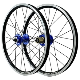 Puozult Pièces de rechanges Paire Roues Vélo Montagne 20 Pouces, Jante Alliage D'aluminium 24H Frein À Disque VTT Roues, Roues Avant Arrière À Dégagement Rapide Roues Vélo, 7-12 Vitesses (Color : Blue)