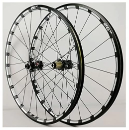 PHOCCO Pièces de rechanges PHOCCO Paire De Roues pour Vélo De Montagne 26 / 27.5'' 29 inch VTT Frein À Disque Axe Traversant Roues Rayons Droits Jante 24H Moyeu pour Cassette 7-12 Vitesses (Color : Black, Size : 29in)