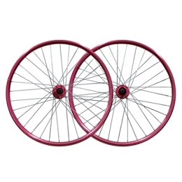 QHYRZE Pièces de rechanges QHYRZE 26 Pouces VTT Paire De Roues Vélo De Jante Frein À Disque Bicyclette Roue Libération Rapide 32 Trous Moyeu pour 7 8 9 Vitesse Cassette 2359g (Color : Red, Size : 26'')