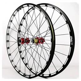 QHYRZE Pièces de rechanges QHYRZE VTT Paire De Roues 26 27.5 29 Pouces Jantes Frein À Disque Vélo De Roues Axe Traversant Moyeu 24 Trous 7 8 9 10 11 12 Vitesses 1750g (Color : Red, Size : 27.5'')