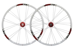 QHYRZE Roues VTT QHYRZE VTT Paire De Roues 26 Pouces Vélo De Jante Frein À Disque Libération Rapide Roue 24 / 28 Trous Moyeu pour 7 8 9 10 Vitesse Cassette 2123g (Color : Red A)