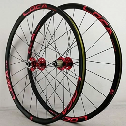 R35 Mountain Bike Quick Release 26"Jeu de Roues /27.5" / 29" 24 Trous 4 Roulement Frein à Disque 7-12 Speed ​​Six Griffes Tour Base de Tambour Rouge + Rouge Marque (A Paire de Roues)