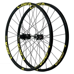 SJHFG Pièces de rechanges SJHFG 2 Jantes de Vélo, Roue Vélo de Montagne Frein À Disque 24 Trous Alliage D'aluminium Libération Rapide Petite Cannelure 12 Vitesses (Color : Yellow)